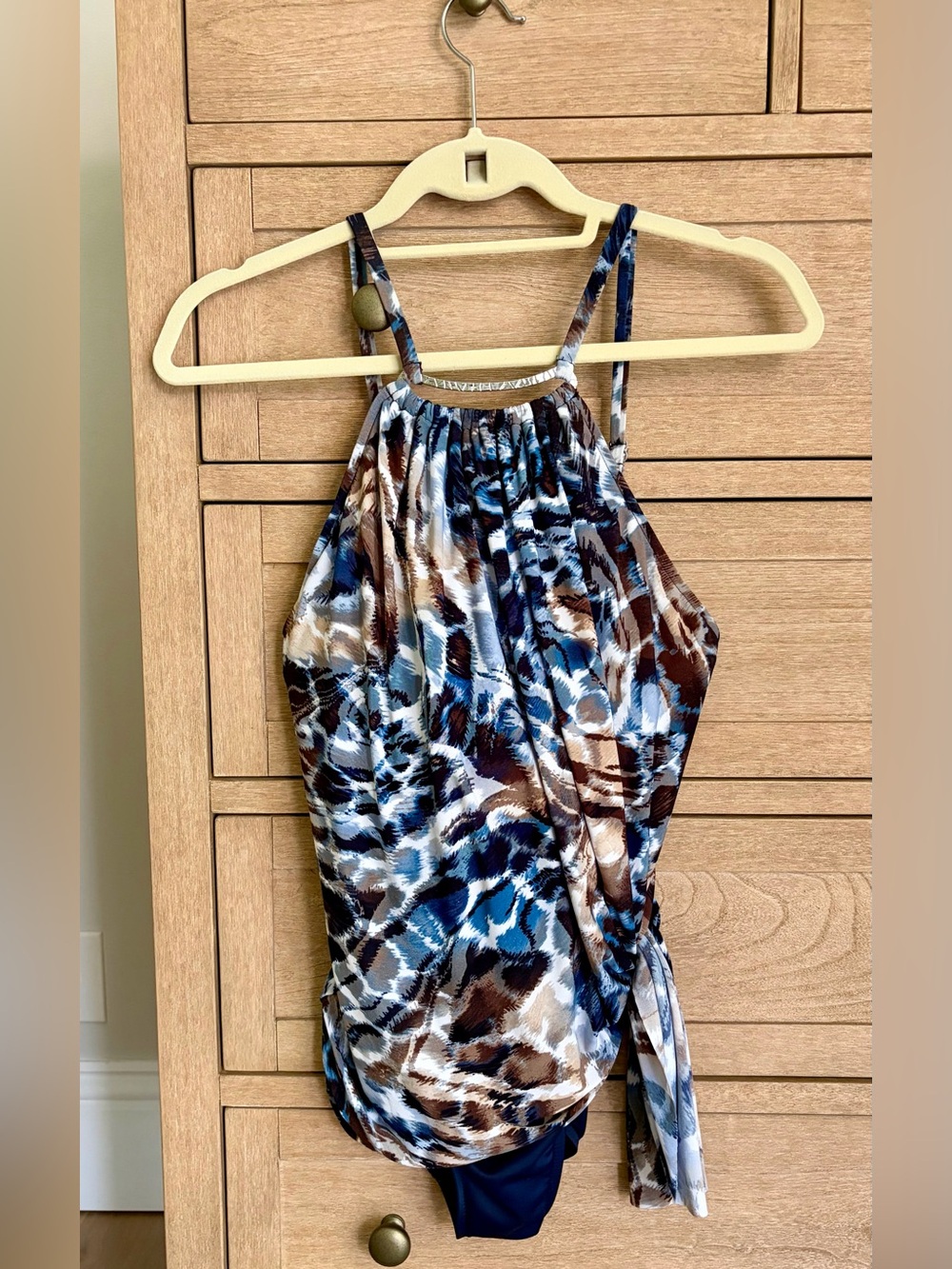 Magicsuit Blue & Brown Printed Halter Camisole